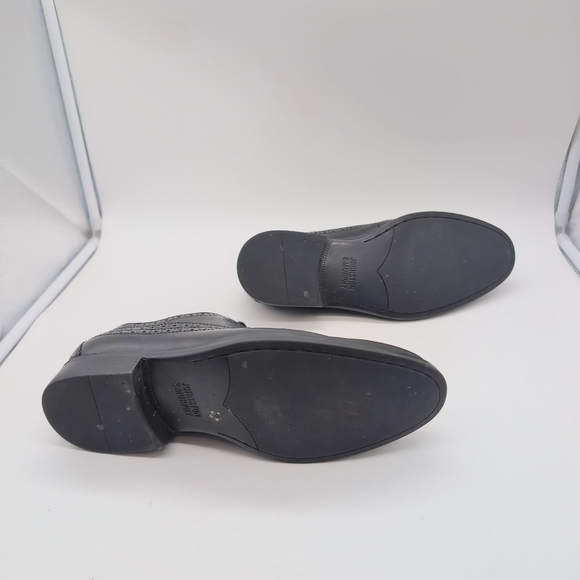 Johnston And Murphy Sz 9.5 Black Sheepskin Leather Duvall Oxford Wingtip Shoes - Picture 7 of 9